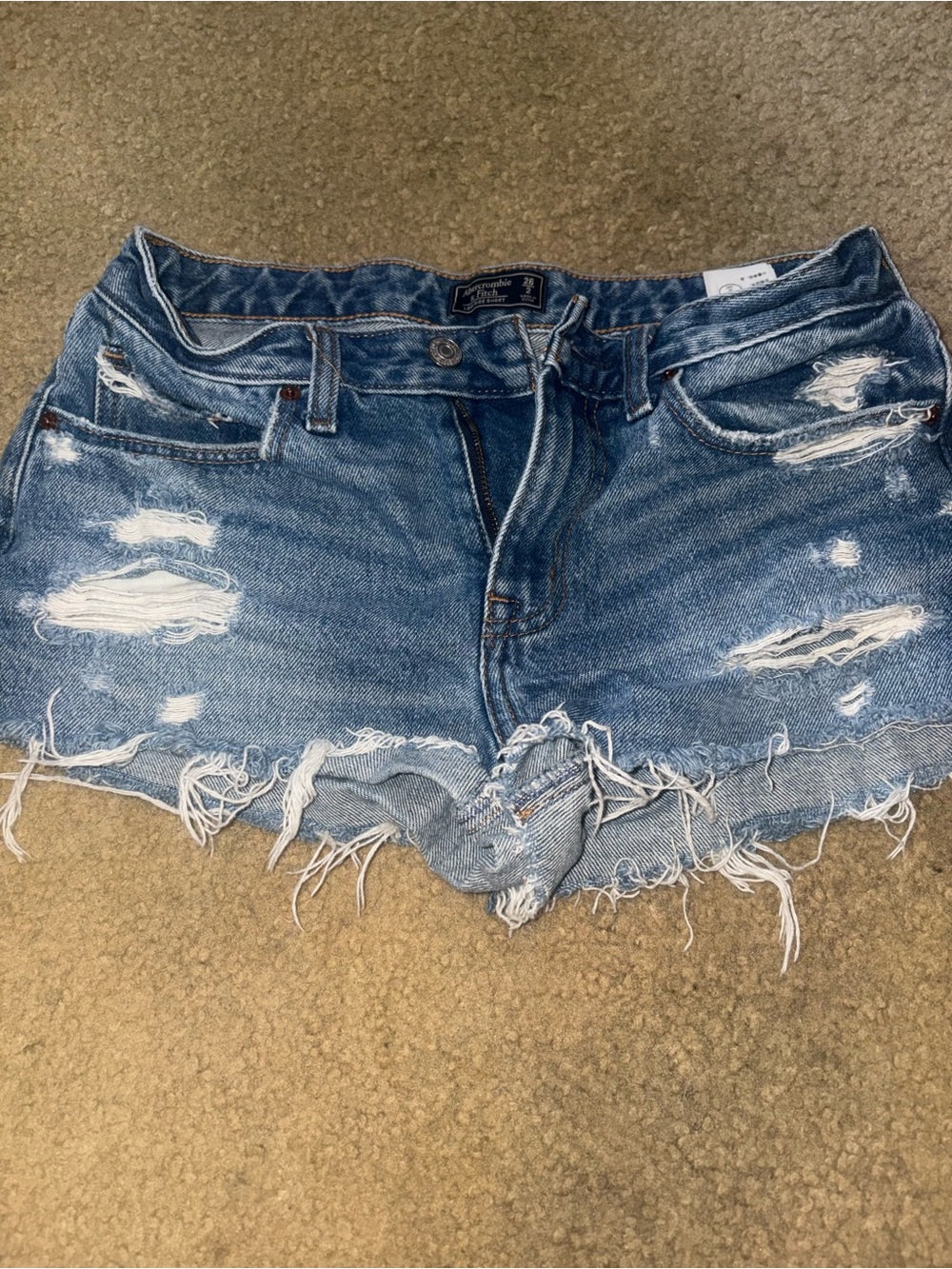 Abercrombie & Fitch Womens 26 Size 2 Low Rise Denim Shorts Distressed Cutoff Y2K